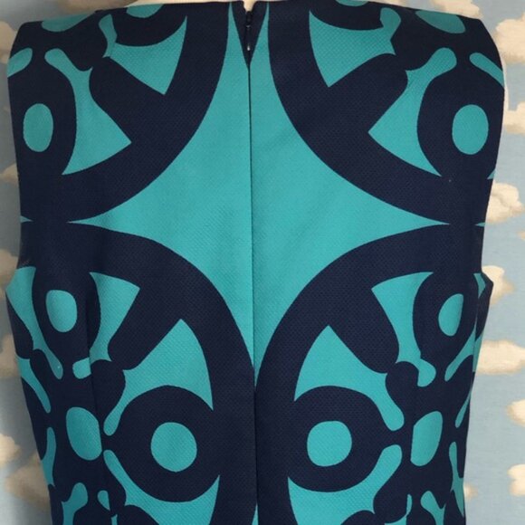 Brooks Brothers Sleeveless Shift Dress Turquoise & Navy Size 10 - Picture 6 of 8